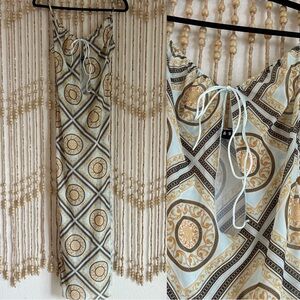 Jagger & Stone Paris Semi Sheer Mesh Ornate Y2K Boho Grunge Maxi Slid Slit Dress